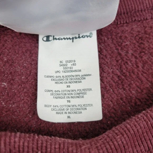 Champion Sweater Mens XL Maroon Crewneck Pullover Embroidered‎ Logo Athletic - Picture 4 of 10